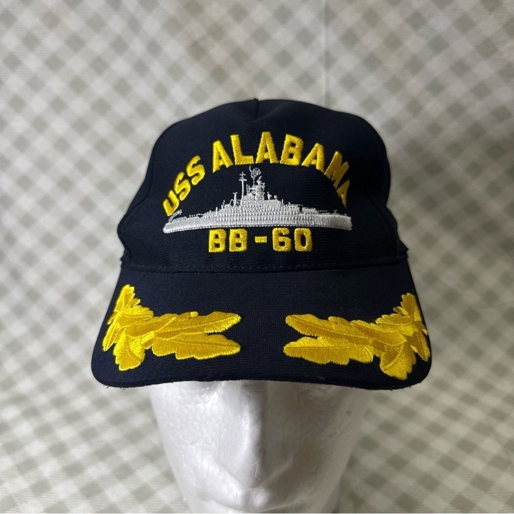 USS Alabama BB-60 Navy Ship Hat Black Gold Embroidered J Hats Snapback